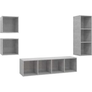 VidaXL 4 Piece TV Cabinet Set-TV Stand-Television Unit Concrete Grey Engineered Wood 94 VidaXL 4 Piece TV Cabinet Set-TV Stand-Television Unit Concrete Grey Engineered Wood 94