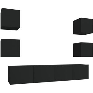 VidaXL 6 Piece TV Cabinet Set-TV Stand-Television Unit Black Engineered Wood 762963 VidaXL 6 Piece TV Cabinet Set-TV Stand-Television Unit Black Engineered Wood 762963