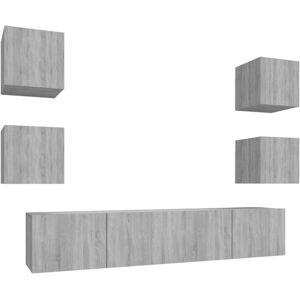 VidaXL 6 Piece TV Cabinet Set-TV Stand-Television Unit Grey Sonoma Engineered Wood 6442 VidaXL 6 Piece TV Cabinet Set-TV Stand-Television Unit Grey Sonoma Engineered Wood 6442