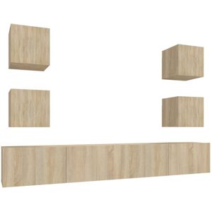 VidaXL 6 Piece TV Cabinet Set-TV Stand-Television Unit Sonoma Oak Engineered Wood 82910 VidaXL 6 Piece TV Cabinet Set-TV Stand-Television Unit Sonoma Oak Engineered Wood 82910