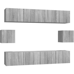 VidaXL 6 Piece TV Cabinet Set-TV Stand-Television Unit Grey Sonoma Engineered Wood 4713 VidaXL 6 Piece TV Cabinet Set-TV Stand-Television Unit Grey Sonoma Engineered Wood 4713
