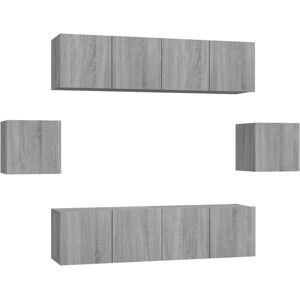 VidaXL 6 Piece TV Cabinet Set-TV Stand-Television Unit Grey Sonoma Engineered Wood 1401 VidaXL 6 Piece TV Cabinet Set-TV Stand-Television Unit Grey Sonoma Engineered Wood 1401