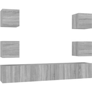 VidaXL 7 Piece TV Cabinet Set-TV Stand-Television Unit Grey Sonoma Engineered Wood 1560 VidaXL 7 Piece TV Cabinet Set-TV Stand-Television Unit Grey Sonoma Engineered Wood 1560