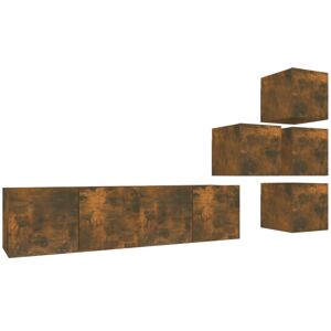 VidaXL 6 Piece TV Cabinet Set-TV Stand-Television Unit Smoked Oak Engineered Wood 28956 VidaXL 6 Piece TV Cabinet Set-TV Stand-Television Unit Smoked Oak Engineered Wood 28956