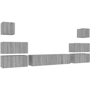 VidaXL 8 Piece TV Cabinet Set-TV Stand-Television Unit Grey Sonoma Engineered Wood 9032 VidaXL 8 Piece TV Cabinet Set-TV Stand-Television Unit Grey Sonoma Engineered Wood 9032