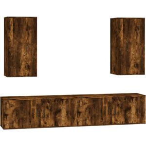 VidaXL 4 Piece TV Cabinet Set-TV Stand-Television Unit Smoked Oak Engineered Wood 80943 VidaXL 4 Piece TV Cabinet Set-TV Stand-Television Unit Smoked Oak Engineered Wood 80943