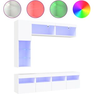VidaXL 7 Piece TV Wall Cabinet Set with LED Lights-TV Stand-Television Unit White 34653 VidaXL 7 Piece TV Wall Cabinet Set with LED Lights-TV Stand-Television Unit White 34653
