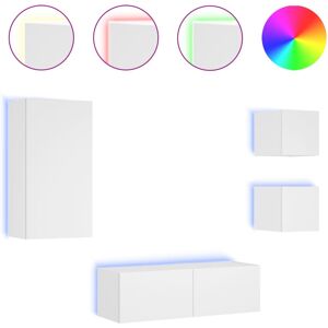 VidaXL 4 Piece TV Wall Cabinets with LED-TV Stand-Television Unit Lights White 210470 VidaXL 4 Piece TV Wall Cabinets with LED-TV Stand-Television Unit Lights White 210470