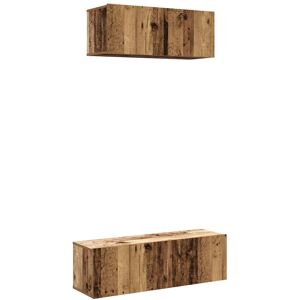 VidaXL 2 Piece TV Cabinet Set-TV Stand-Television Unit Wall-mounted Old Wood Engineered VidaXL 2 Piece TV Cabinet Set-TV Stand-Television Unit Wall-mounted Old Wood Engineered