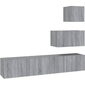 VidaXL 4 Piece TV Cabinet Set-TV Stand-Television Unit Grey Sonoma Engineered Wood 5206 VidaXL 4 Piece TV Cabinet Set-TV Stand-Television Unit Grey Sonoma Engineered Wood 5206