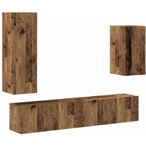 VidaXL 4 Piece TV Cabinet Set-TV Stand-Television Unit Wall-mounted Old Wood Engineered VidaXL 4 Piece TV Cabinet Set-TV Stand-Television Unit Wall-mounted Old Wood Engineered