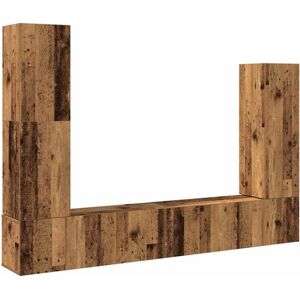 VidaXL 4 Piece TV Cabinet Set-TV Stand-Television Unit Wall-mounted Old Wood Engineered VidaXL 4 Piece TV Cabinet Set-TV Stand-Television Unit Wall-mounted Old Wood Engineered