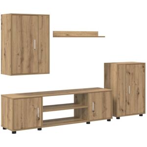 VidaXL 4 Piece TV Cabinet Set-TV Stand-Television Unit Wall-mounted Artisan oak Enginee VidaXL 4 Piece TV Cabinet Set-TV Stand-Television Unit Wall-mounted Artisan oak Enginee