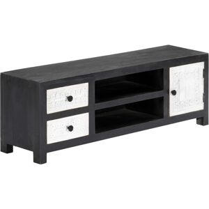 VidaXL Hand Carved TV Cabinet-TV Stand-Television Unit Grey&White 120x30x40 cm Solid Wo VidaXL Hand Carved TV Cabinet-TV Stand-Television Unit Grey&White 120x30x40 cm Solid Wo