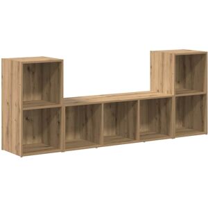 VidaXL TV Cabinet 3 pcs-TV Stand-Television Unit Brown 107 x 35 x 37 cm Engineered Wood VidaXL TV Cabinet 3 pcs-TV Stand-Television Unit Brown 107 x 35 x 37 cm Engineered Wood