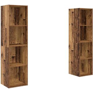 VidaXL TV Cabinet 2 pcs-TV Stand-Television Unit Brown 37 x 37 x 142.5 cm Engineered Wo VidaXL TV Cabinet 2 pcs-TV Stand-Television Unit Brown 37 x 37 x 142.5 cm Engineered Wo