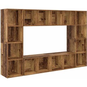 VidaXL TV Cabinet 4 pcs-TV Stand-Television Unit Brown 37 x 37 x 142.5 cm Engineered Wo VidaXL TV Cabinet 4 pcs-TV Stand-Television Unit Brown 37 x 37 x 142.5 cm Engineered Wo