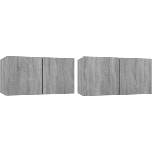 VidaXL TV Cabinet 2 pcs-TV Stand-Television Unit Grey 60 x 30 x 30 cm Engineered wood 2 VidaXL TV Cabinet 2 pcs-TV Stand-Television Unit Grey 60 x 30 x 30 cm Engineered wood 2