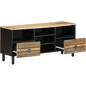 VidaXL TV Cabinet-TV Stand-Television Unit Black 100x33.5x46 cm Solid Rough Wood Mango VidaXL TV Cabinet-TV Stand-Television Unit Black 100x33.5x46 cm Solid Rough Wood Mango