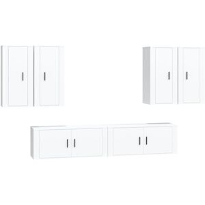 VidaXL 6 Piece TV Cabinet Set-TV Stand-Television Unit White Engineered Wood 522439 VidaXL 6 Piece TV Cabinet Set-TV Stand-Television Unit White Engineered Wood 522439