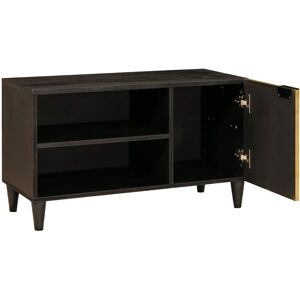 VidaXL TV Cabinet-TV Stand-Television Unit Black and Gold 80 x 33 x 46 cm Solid mango w VidaXL TV Cabinet-TV Stand-Television Unit Black and Gold 80 x 33 x 46 cm Solid mango w