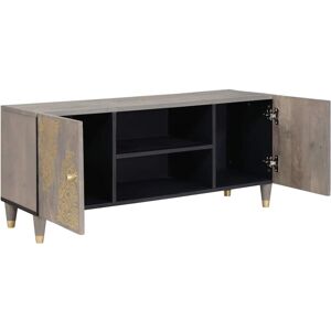 VidaXL TV Cabinet-TV Stand-Television Unit Grey and Gold 105 x 33.5 x 46 cm Solid Mango VidaXL TV Cabinet-TV Stand-Television Unit Grey and Gold 105 x 33.5 x 46 cm Solid Mango