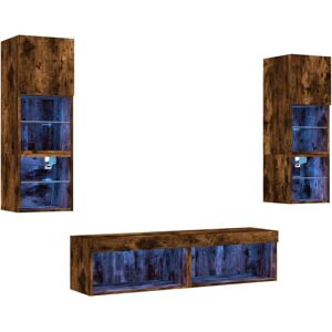 VIDAXL Wall TV Set - Fumed Oak - Modern Floating Design VIDAXL Wall TV Set - Fumed Oak - Modern Floating Design