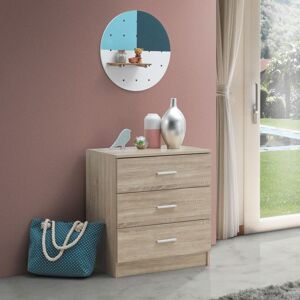 Timber Art Design UK (Sonoma Oak) 3 Chest of Drawers Bedroom Furniture Bedside Cabinet Storage Chrome Timber Art Design UK (Sonoma Oak) 3 Chest of Drawers Bedroom Furniture Bedside Cabinet Storage Chrome