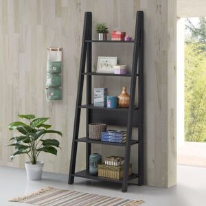 Timber Art Design UK (Black) 5 Tier Ladder Shelving Storage Shelves Bookcase Unit Timber Art Design UK (Black) 5 Tier Ladder Shelving Storage Shelves Bookcase Unit