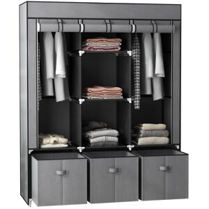 Unbranded Bedroom Fabric Wardrobe - Portable Foldable Closet with Shelves Hanging Rails & Unbranded Bedroom Fabric Wardrobe - Portable Foldable Closet with Shelves Hanging Rails &