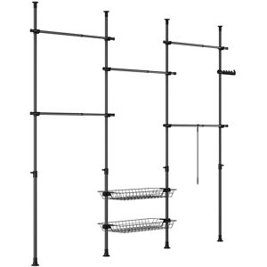 SoBuy Adjustable Floor Clothes Stand with Shelves, Black SoBuy Adjustable Floor Clothes Stand with Shelves, Black