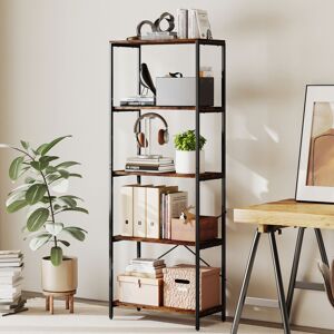 HOMCOM Industrial Bookshelf, Freestanding Bookcase, Rustic Brown and Black HOMCOM Industrial Bookshelf, Freestanding Bookcase, Rustic Brown and Black