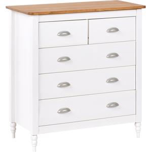 Beliani 5 Drawer Chest SHILLINGTON Pine Wood White Beliani 5 Drawer Chest SHILLINGTON Pine Wood White