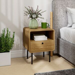 HOMCOM Bedside Table with Drawer and Shelf, Modern Bedside Cabinet, Oak HOMCOM Bedside Table with Drawer and Shelf, Modern Bedside Cabinet, Oak