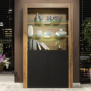 Creative Labs Spectrum 170cm Display Cabinet LED - Oak & Black Matt Doors Creative Labs Spectrum 170cm Display Cabinet LED - Oak & Black Matt Doors