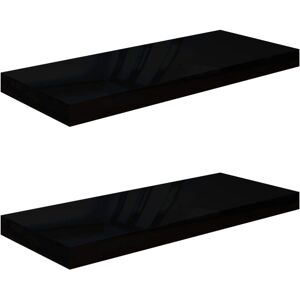 vidaXL Floating Wall Shelves 2 pcs in High Gloss Black 23.6""""x9.3""""x1.5"""" vidaXL Floating Wall Shelves 2 pcs in High Gloss Black 23.6""""x9.3""""x1.5""""