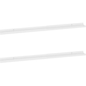 vidaXL 2x Wall Shelves High Gloss White 115x9x3 cm Hanging Display Racks Home vidaXL 2x Wall Shelves High Gloss White 115x9x3 cm Hanging Display Racks Home
