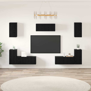 vidaXL TV Cabinet Set 7 pcs Black oak 80 x 30 x 30 cm Engineered wood vidaXL TV Cabinet Set 7 pcs Black oak 80 x 30 x 30 cm Engineered wood