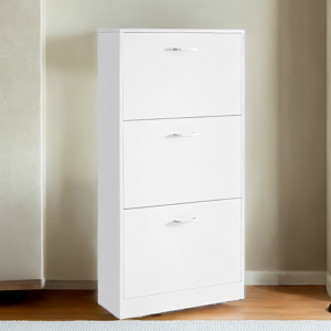 VASAGLE Shoe Cabinet, Hallway Shoe Storage with 3 Flip Doors, for Small Spaces, White VASAGLE Shoe Cabinet, Hallway Shoe Storage with 3 Flip Doors, for Small Spaces, White