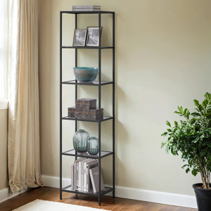 VASAGLE 6-Tier Glass Shelf, Bookshelf, Storage Rack, Tempered Glass, Easy Assembly, Bath VASAGLE 6-Tier Glass Shelf, Bookshelf, Storage Rack, Tempered Glass, Easy Assembly, Bath