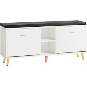 SoBuy White Shoe Bench with 2 Flip-Drawers & Cushion SoBuy White Shoe Bench with 2 Flip-Drawers & Cushion