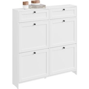 SoBuy Slim White Shoe Cabinet with 4 Doors & 2 Drawers SoBuy Slim White Shoe Cabinet with 4 Doors & 2 Drawers