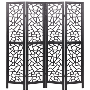 Beliani Black Paulownia Wood 4-Panel Room Divider - Room Type Beliani Black Paulownia Wood 4-Panel Room Divider - Room Type