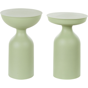Beliani Set of 2 Side Tables COTA/TENJO Metal Light Green Beliani Set of 2 Side Tables COTA/TENJO Metal Light Green