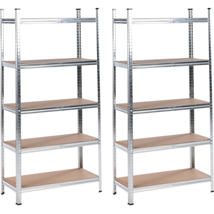 Beliani Set of 2 Garage Shelves XITTA Metal 75 cm 30 cm Silver Beliani Set of 2 Garage Shelves XITTA Metal 75 cm 30 cm Silver