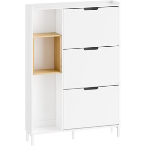 SoBuy Slim Shoe Cabinet for 9 Pairs, Bamboo & White MDF, 90cm SoBuy Slim Shoe Cabinet for 9 Pairs, Bamboo & White MDF, 90cm