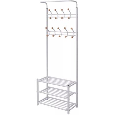 vidaXL Clothes Rack with Shoe Storage - 68x32x182.5 cm White Furniture vidaXL Clothes Rack with Shoe Storage - 68x32x182.5 cm White Furniture