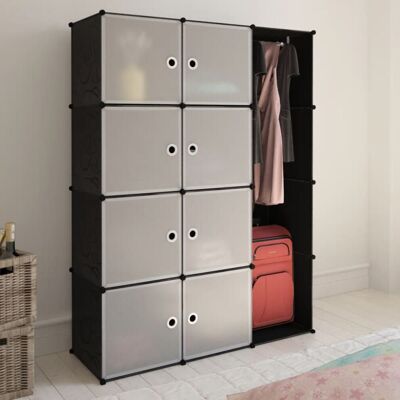 vidaXL Modular Cabinet with 9 Compartment 109x36.5x143cm Black and White Storage vidaXL Modular Cabinet with 9 Compartment 109x36.5x143cm Black and White Storage