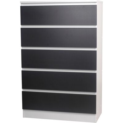 Skagen - 5-Drawer Chest - White/Black - No Handles - Chest Skagen - 5-Drawer Chest - White/Black - No Handles - Chest