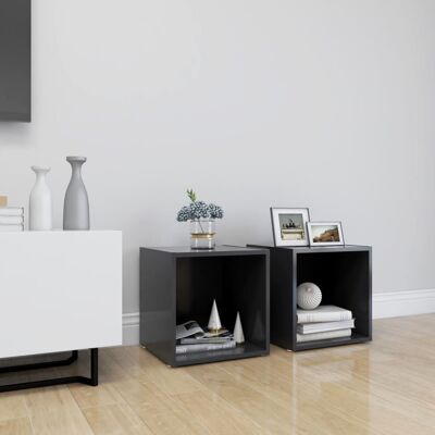 vidaXL 2x TV Cabinets Grey 37x35x37 cm Engineered Wood Lowboard vidaXL 2x TV Cabinets Grey 37x35x37 cm Engineered Wood Lowboard
